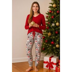 Frosty the Snowman Pajama Pants S Gray Velour Holiday Cozycore Sleep Lounge